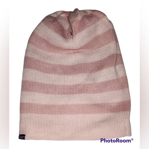 Victoria Secret winter beanie hat knit reversible black pink women's OS NWT - Picture 3 of 4